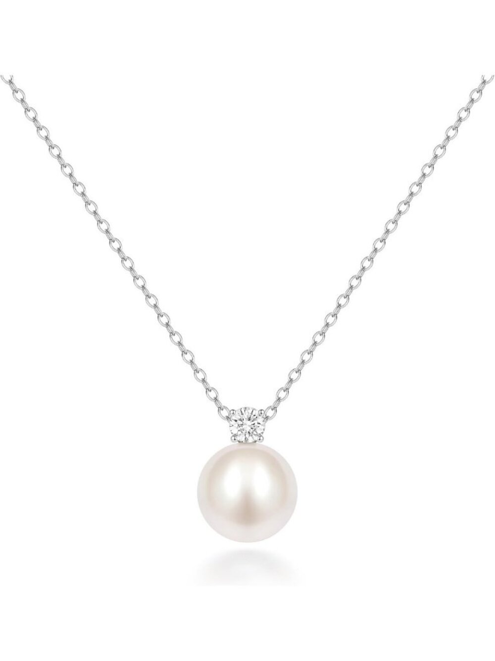Elegant Pearl Necklace for Women, 925 Sterling Silver Pendant, 8.5-9MM Pearls